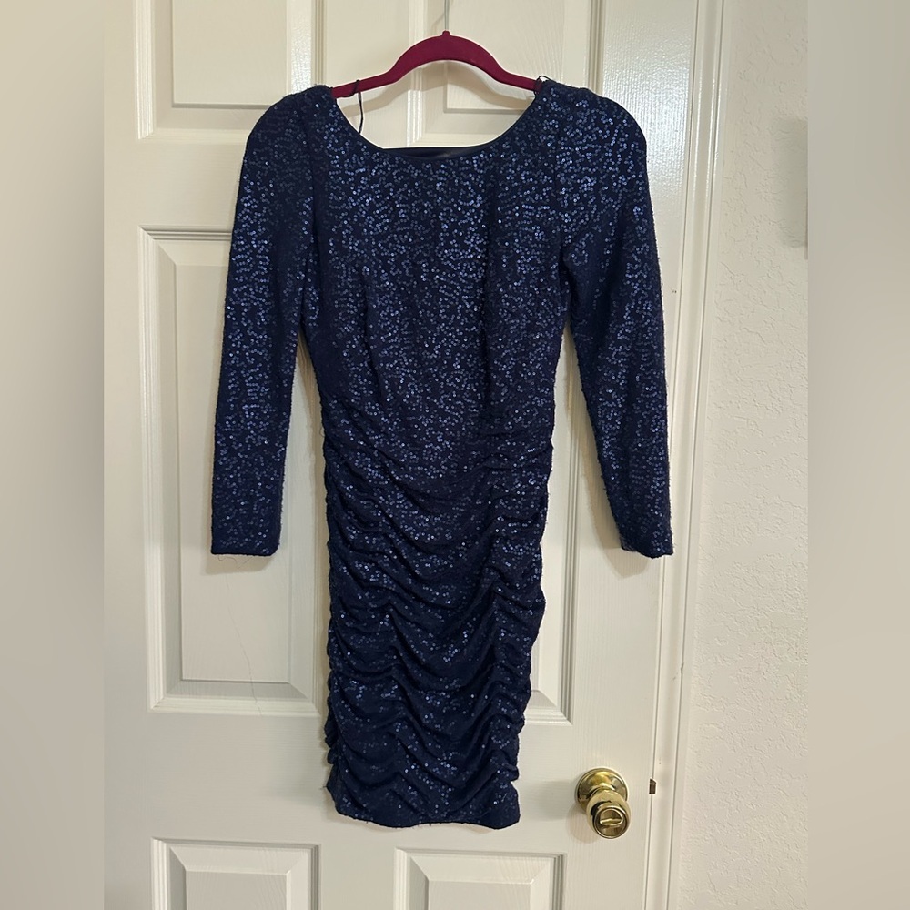 Navy Sequin Dress - Picture 3 of 5